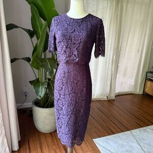 💜 ASOS Lace Overlay Two-Piece Midi Dress – Size US 4